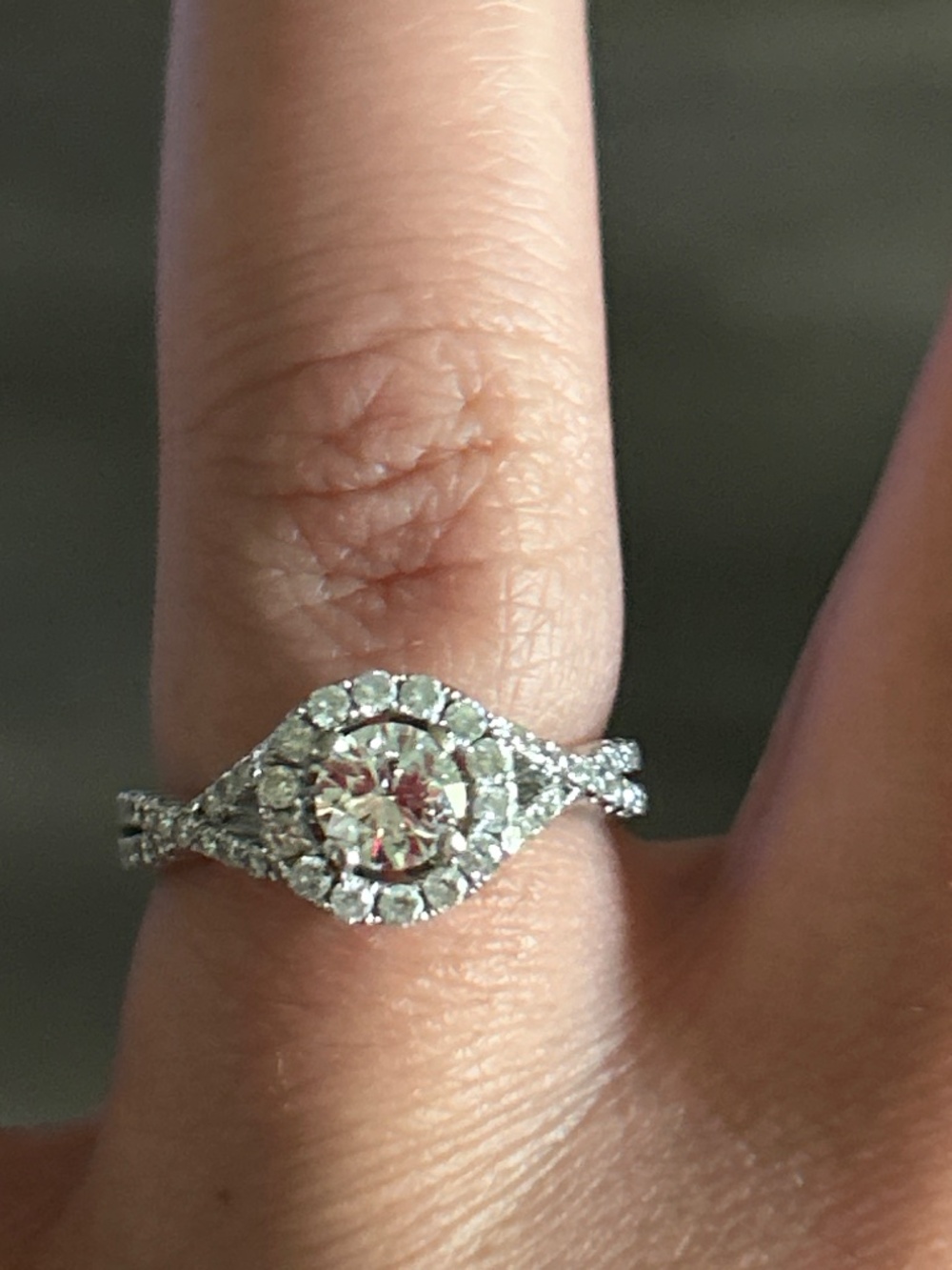 Elegant Platinum & Diamond Ring (band listed separately)